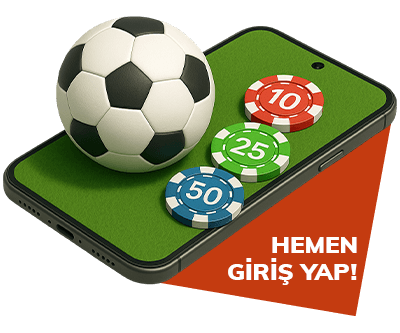 Telefon ekranı üzerinde futbol topu ve farklı değerlerde oyun fişleri