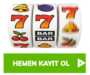 Slot makinesi üzerinde yedi sembolleri ve yeşil kayıt ol butonu